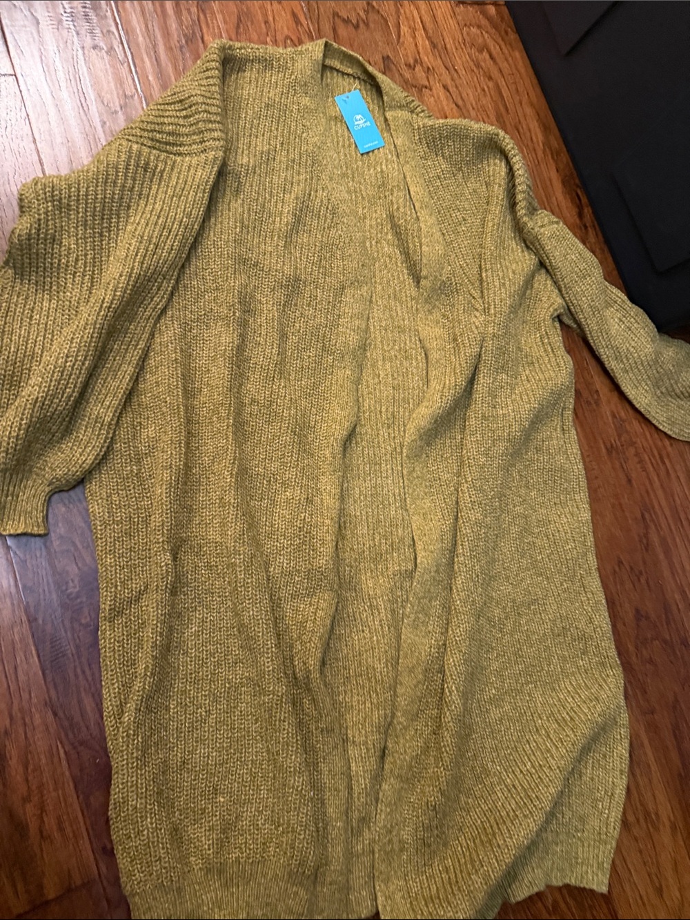 Cupshe Tan Open-Front Long Knit Cardigan